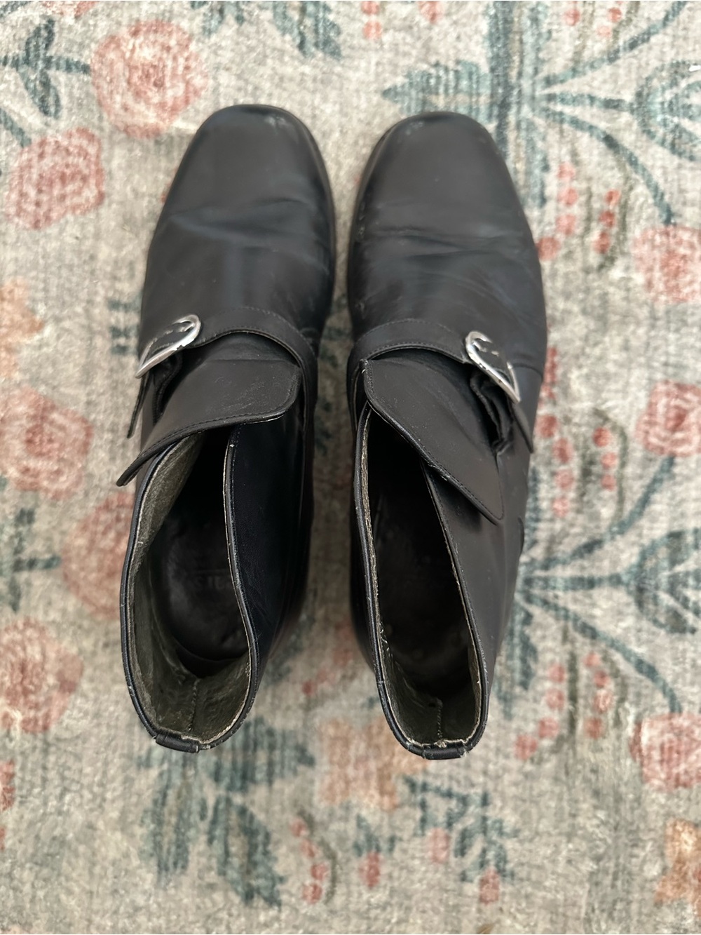 Vintage Black Leather Men’s Monk Strap Boots